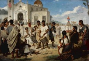 Procesion De La Virgen by Edouard Pingret