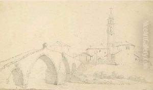 La Fontaine Et Le Marche De Leyden Crayon Noir La Fontaine Et Le Marche De Leyden Crayon Noir