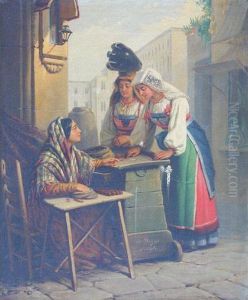 La Changeuse A Naples by Edouard Pingret