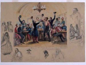 Scene in the Cafe du Commerce Valetta, Mourir pour la patrie, Malta, 1854 by Henry John Wilkinson