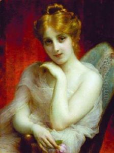 Young Beauty With A Rose by Etienne Adolphe Piot