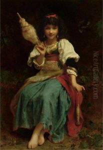 Young Woman Carding Wool