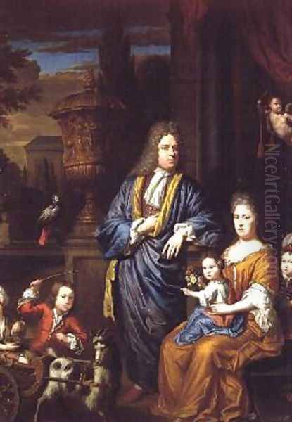Family Portrait Group in a Classical Setting - view 1
