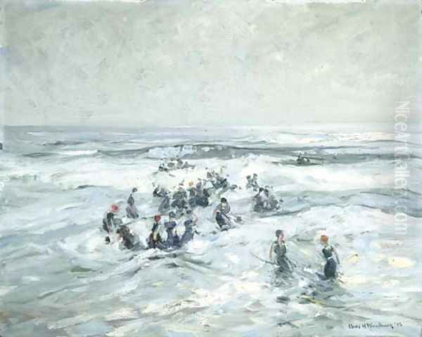 Splashing in the Surf by Charles Herbert Woodbury