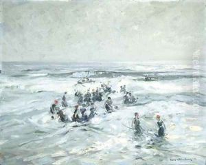 Splashing in the Surf by Charles Herbert Woodbury