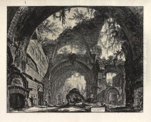 Rovine D'una Galleria Di Statue Nella Villa Adriana A Tivoli by Giovanni Battista Piranesi