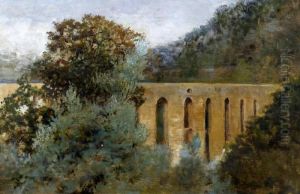 Landscape With Arched Viaduct by Lucien Pissarro
