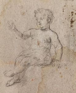 Studie Eines Sitzenden Putto Mit Lendentuch Und Erhobener Rechter Hand Studie Eines Sitzenden Putto Mit Lendentuch Und Erhobener Rechter Hand