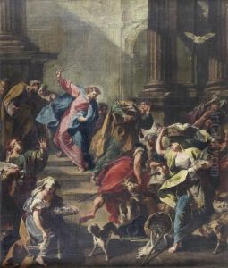 Christ Driving The Moneylenders From The Temple by Giovanni Battista Pittoni the younger