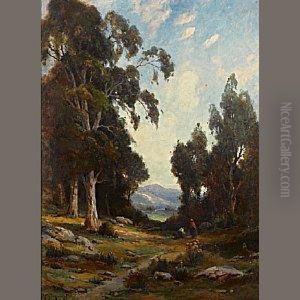 Two Figures In A Forest Clearing by Alexis Matthew Podchernikoff