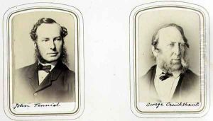 Portraits of Sir John Tenniel (1820-1914) and George Cruikshank (1792-1878) c.1860 by J.C. Watkins