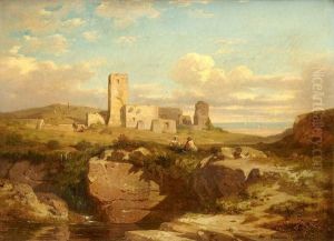 Couple De Bergers Devant Des Ruines En Italie
