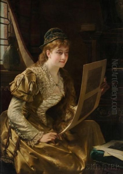 Dame Met Gouden Kleding - view 1