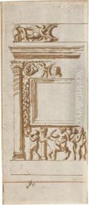 An Antique Altar With The Triumph Of Silenus At The Base by Nicolas Poussin