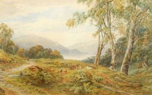 Deer Resting In A Loch Landscape