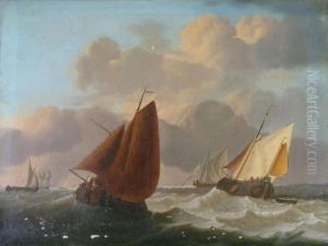 Shipping In A Stiff Breeze Off The Dutch Coast by Charles Martin Powell