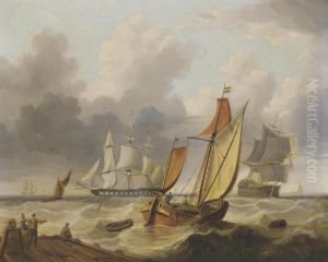 A Frigate And Other Shipping In A Stiff Breeze Off The Harbour Mouth A Frigate And Other Shipping In A Stiff Breeze Off The Harbour Mouth