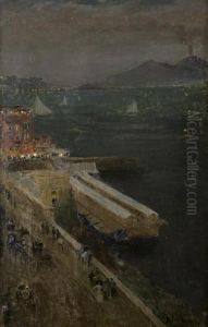 Il Golfo Di Napoli All"" Imbrunire by Attilio Pratella