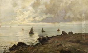 Fishing Boat In A Bay In Naples by Attilio Pratella