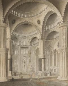 Vue Interieure De La Mosquee Du Sultan Ahmed I by Michel Francois Preaulx