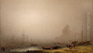 Strandszene Im Nebel