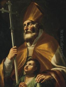 Saint Blaise And A Boy Praying by Mattia Preti