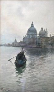 A Gondolier Near The S.maria Della Salute, Venice by Alberto Prosdocimi