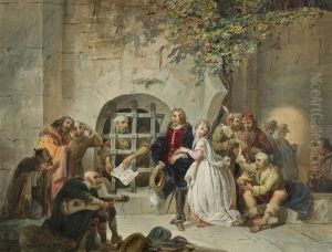 Scena Con Personaggi In Costume Troubadour