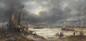 Fisherfolk Working On The Shore by John Anthony Puller