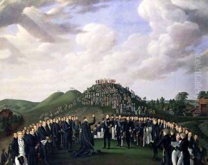 King Carl XIV Johan (1763-1844) of Sweden Visiting the Mounds at Old Uppsala in 1834, 1836 by Johan Way