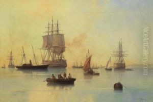 Sailing Boats And Paddle Steamer By The Coast