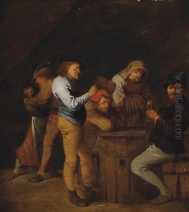 A Tavern Interior With Peasants Drinking by Pieter Jansz. Quast