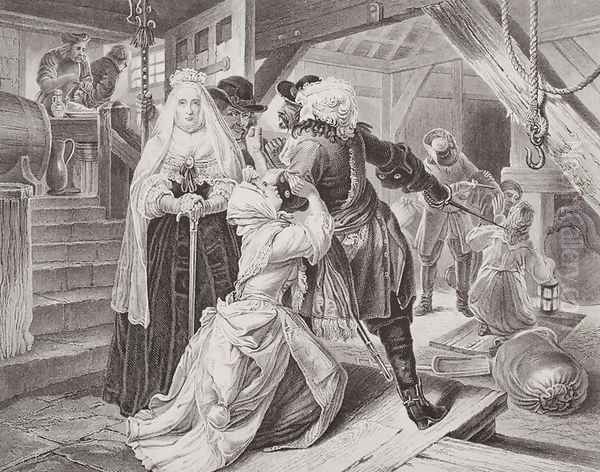 The arrest of Alice Lisle for sheltering fugitives from the Battle of Sedgemoor in 1685, from Illustrations of English and Scottish History Volume I - view 1