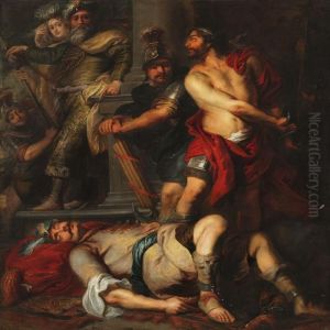 Scene From The Roman Antiquity With A Lictor And A Man Drawing His Sword