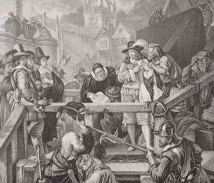 The Marquis of Montrose at the place of execution in the High Street of Edinburgh in 1650, from Illustrations of English and Scottish History Volume I by Edgar Melville Ward