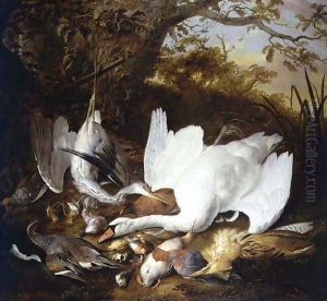 Still Life of Swan and Game in a Landscape by Jan de Wit