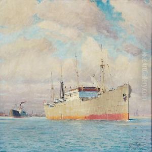 Harbour Scene With Several Ships by Victor H.W. Qvistorff