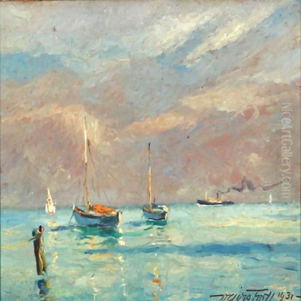 Seascape With Sailing Boats On Open Sea - view 1