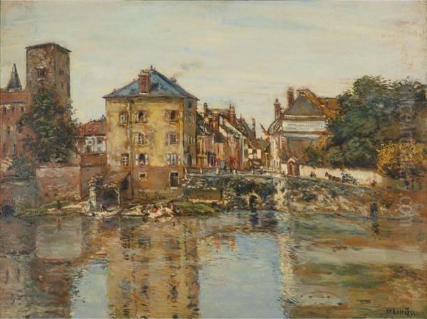 Washerwomen Along The Banks Of A River by Jean-Francois Raffaelli