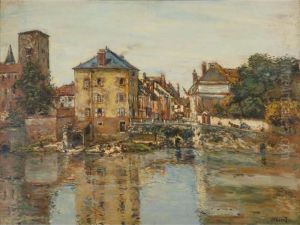 Washerwomen Along The Banks Of A River