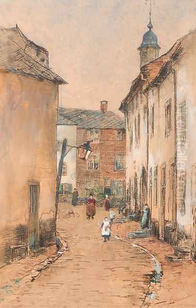 Villagers in a street - view 1