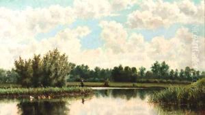 A river landscape by Jan Hillebrand Wijsmuller