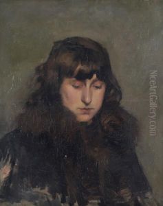 Head Of A Young Girl Looking Down, Melbourne by Hugh Ramsay