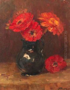Flowers in a vase by Jan Hillebrand Wijsmuller