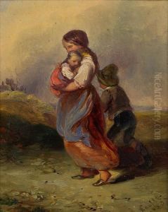 Mutter Mit Zwei Kindern by Johann Matthias Ranftl