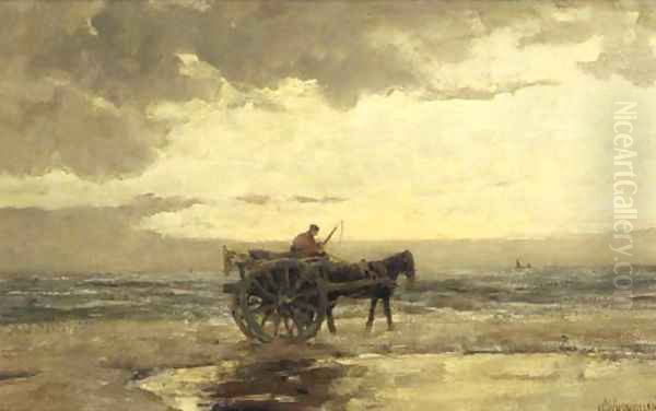 Gathering shells at dusk - view 1