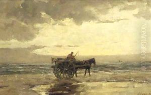 Gathering shells at dusk by Jan Hillebrand Wijsmuller