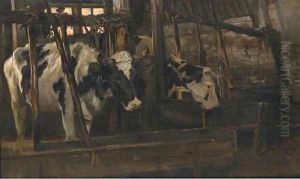 Koestal cows in a stable by Jan Hillebrand Wijsmuller