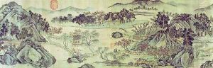 The Peach Blossom Spring from a poem entitled Tao Yuan Bi Jing written by Wang Wei (701-761), 1524 by Zhengming Wen