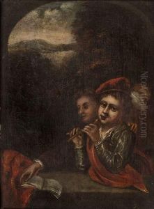 Couple De Musiciens A La Fenetre.